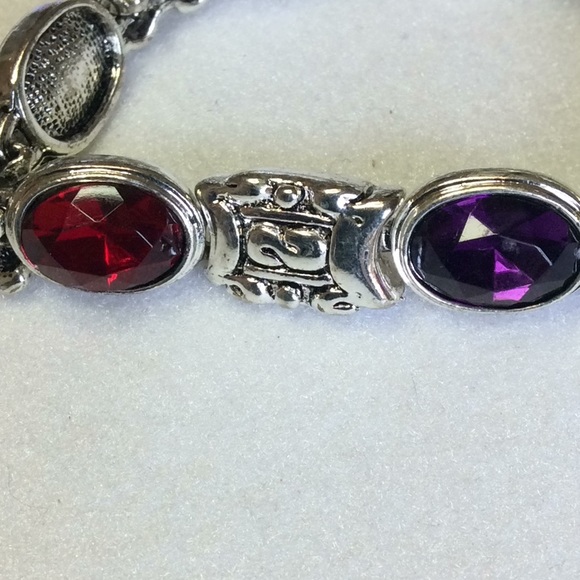 FINAL SALE PRICE Silver Multi Color Rhinestone Link Bracelet - Picture 10 of 11